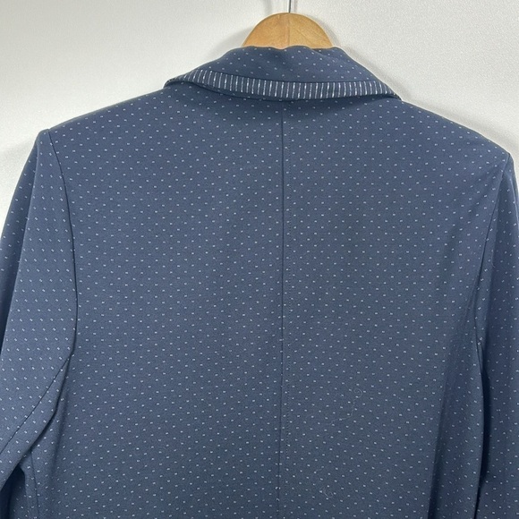 CAbi Carriage button front jacket navy blue dotted long  5658 size large - Picture 9 of 11